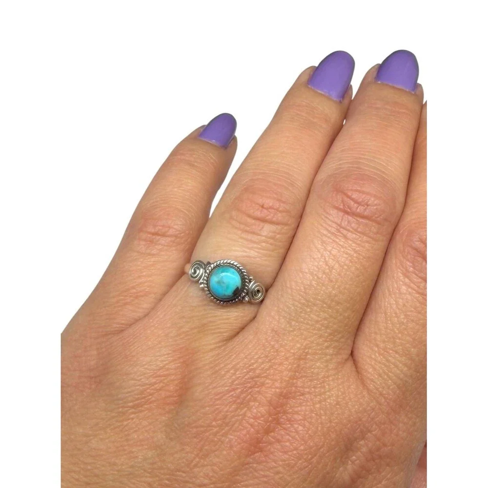 Kingman Turquoise Ring Size 6 Solid 925 Sterling Silver